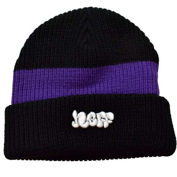 Neff Mens Neff Forever Fun Black & Purple Barge Cuff Beanie Hat New With Tags - Picture 4 of 4